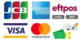 We Accept Eftpos, Visa, Mastercard, Cash, Cheques